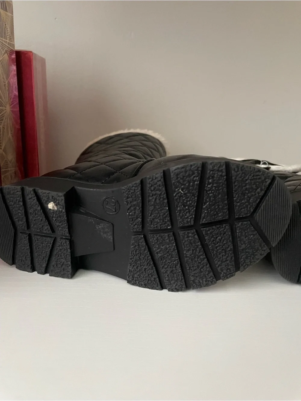 Black Quilted Faux Leather Winter Boots for Toddler Girls 1-3Y